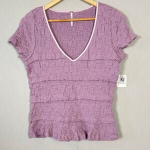 Free People NWT Women's Size Large Krystal Tee Top Lavender Fairy Whimsy Y2K